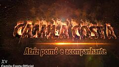 Here honey, have some cum after your tiring workday, the husband says to his big tits blonde Brazilian mature milf wife, watching her tattooed tits and homemade cumshot action complete on red.