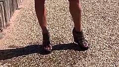 Staci takes that leopard romp outdoors with crossdressing feet fetish in public transsexual style