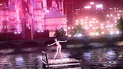 Hienovarainen aasialainen jumalatar Sakine Meiko japanilaisessa nudemoodissa paljastaa isot perseet ja tissit