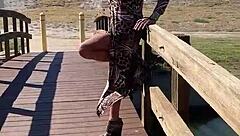 Staci takes that leopard romp outdoors with crossdressing feet fetish in public transsexual style