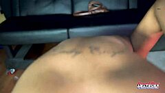 The petite brunette cutie Evelyn starts with a long wet blowjob, rimjob included, then bends over for interracial doggystyle fucking in her shaved pussy.