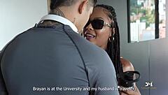 Giving Friend's Mom Sexy Ebony Cum In Mouth