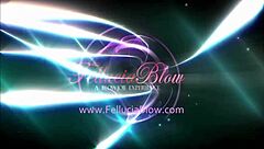 Blonde and brunette giving blowjob with handjob leading to cumshot swallow