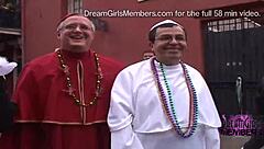 It was Fat Tuesday at Mardi Gras, where the wild exhibitionists and milfs flashed their tits in the outdoor party chaos