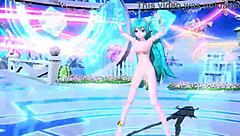 Hatsune Miku appears fully nude in the love song project diva mod.
