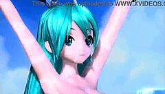 Hatsune Miku appears fully nude in the love song project diva mod.