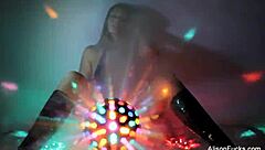 Big boobed brunette Alison Tyler masturbates her nude pussy in tall solo session