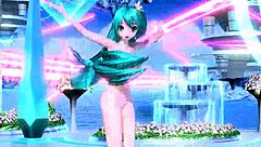 Hatsune Miku appears fully nude in the love song project diva mod.