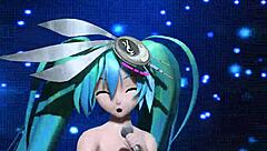 Hatsune Miku appears as a big tits goddess in Spica Project Diva nude mod with full nudity