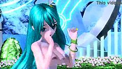 Hatsune Miku appears fully nude in the love song project diva mod.
