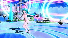 Hatsune Miku appears fully nude in the love song project diva mod.