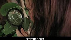 How does this busty petite teen handle rough fuck with deepthroat and handjob?