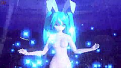 Hatsune Miku alien mod in Project Diva with full nude bunny costume and monster goddess elements