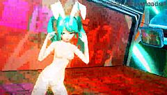 Hatsune Miku alien mod in Project Diva with full nude bunny costume and monster goddess elements