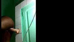 Oh man, check out this black girl mounting a dildo on the wall for some wild acrobatic fucking action.