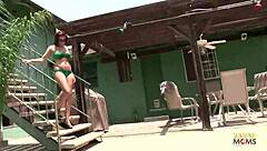 Gorgeous saggy tits redhead milf deepthroats big black cock in cowgirl ride. She moans in missionary sideways fuck to cumshot.