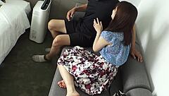 Japanese college student model engages in intimate sex with mature partner in romantic homemade encounter