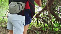 Latina Abby bent over taking monster cock doggystyle outdoors.