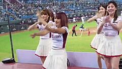 these sexy baseball cheerleaders are out there dancing with perfect bodies in their outfits