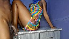 Quick session IN the living room WITH the neighbor's impressive guy.