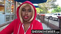 why is sheisnovember screaming so loud from that rough hardcore anal drilling doggystyle with her shaved pussy and big ebony ass bouncing