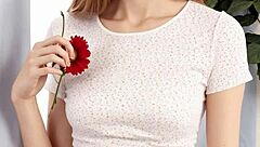 Fancy eastern european lingerie model shows off panties and barefoot style.