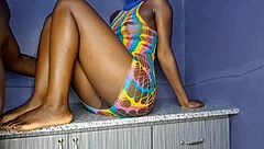 Quick session IN the living room WITH the neighbor's impressive guy.