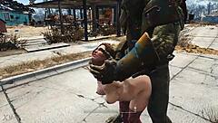 Can this mutant overpower the girl in stockings during intense doggystyle bent over action?