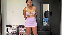 Big Ass Latina Cutie Gives Deepthroat Blowjob to Big Cock Boss Then Rides Cowgirl for Creampie Cumshot