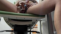 Overwhelmed by Passion as Roommate Catches Girlfriend Masturbating in Office with Huge Ass Play