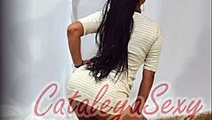 Whoa, this sexy photoshoot features a hot Latina milf in lingerie showing off her long legs and natural tits