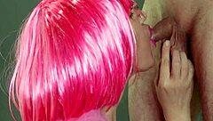 Fuchsia Cumshot Covers Glasses And Wig