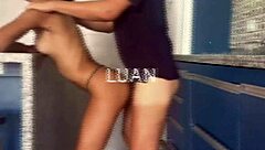 in the dark, the husband caught her giving a blowjob to another guy in this cute fetish group scene