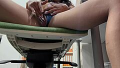 Overwhelmed by Passion as Roommate Catches Girlfriend Masturbating in Office with Huge Ass Play