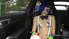 Teen in Clown Costume Banging Outdoor with Big Cock to Cumshot!