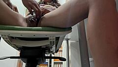 Overwhelmed by Passion as Roommate Catches Girlfriend Masturbating in Office with Huge Ass Play