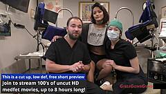 Nurse Channy Crossfire explores squirting orgasms with anal fingering and vibrator toys in a fetish hospital scene