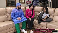 Swimmers dive into backstage domination with anal fingering and latex gloves during intense roleplay!