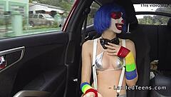 Teen in Clown Costume Banging Outdoor with Big Cock to Cumshot!