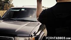 Hot Chicks Dare Border Crossing with Guard and Boyfriend Leading to Taboo Double Penetration