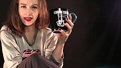 your morning cup of me turns into femdom humiliation with this black brunette housewife ripping clothes in yoga session 😈