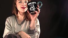 your morning cup of me turns into femdom humiliation with this black brunette housewife ripping clothes in yoga session 😈