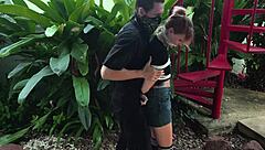 he caught the cute blonde teen outdoors and punished her by tickling her pretty feet until she moaned.