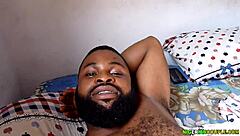 African Amateur Couple Gives Specific Handjob Massage to Big Black Cock.