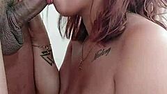 Amateur Latina With Huge Natural Tits Gives Deepthroat Blowjob, Gagging And Choking Until Cum Covers Her Big Boobs