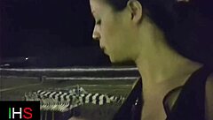 beautiful brunette girl gets fucked in bent over doggystyle and cowgirl outdoors