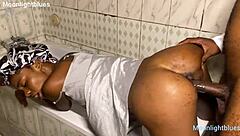 Horny housewife bends over for big black cock doggystyle pounding in bathroom