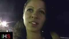 beautiful brunette girl gets fucked in bent over doggystyle and cowgirl outdoors