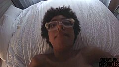 sneaky link with slim thick redbone nerd riding big black cock in cowgirl.