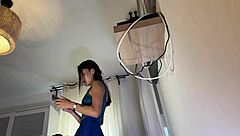 Can She Be the Most Beautiful Girl Ever Just Look at Her Sexy Blue Mini Skirt and Panties with Cute Lingerie